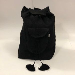 Lillo Baja Bag Black Backpack Woven Soft Travel Beach  Excellent Condition